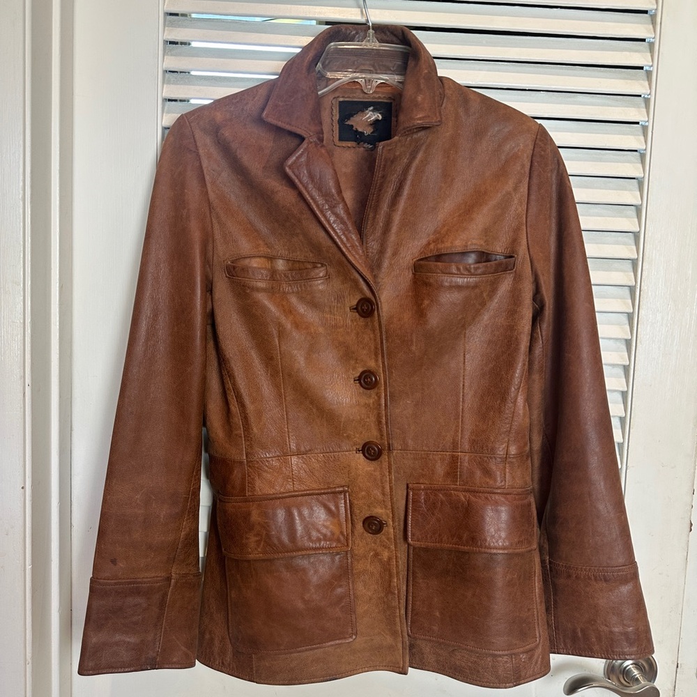 Vintage Classic Honey Brown Leather Jacket